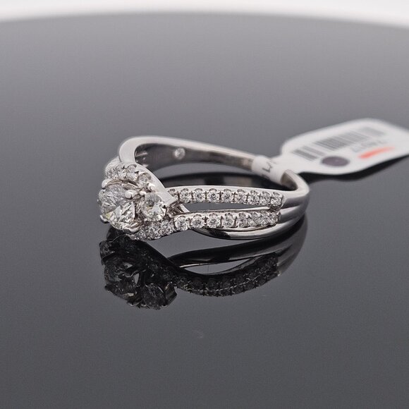 14K White Gold LEO Diamond Bypass Engagement Ring Band 1.23TCW 5.6 Gram Size 10 - Picture 11 of 16